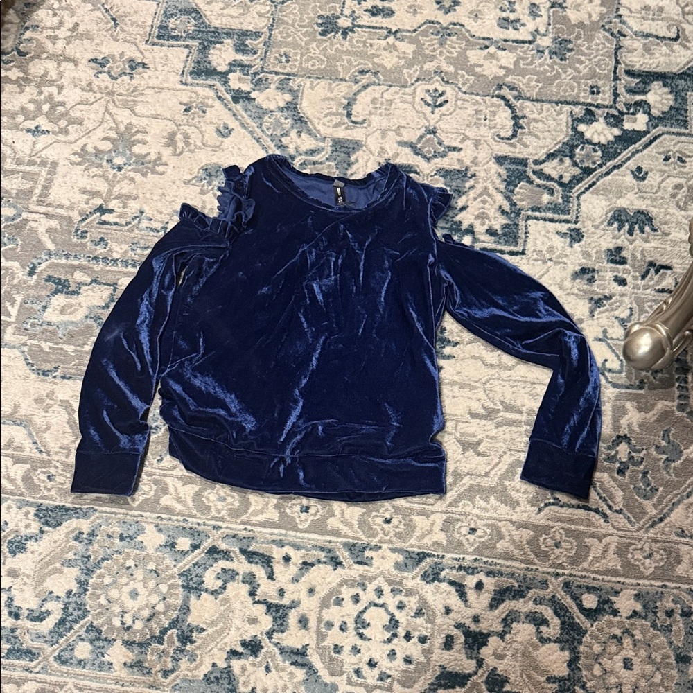 Elegant Blue Velvet Women's Top